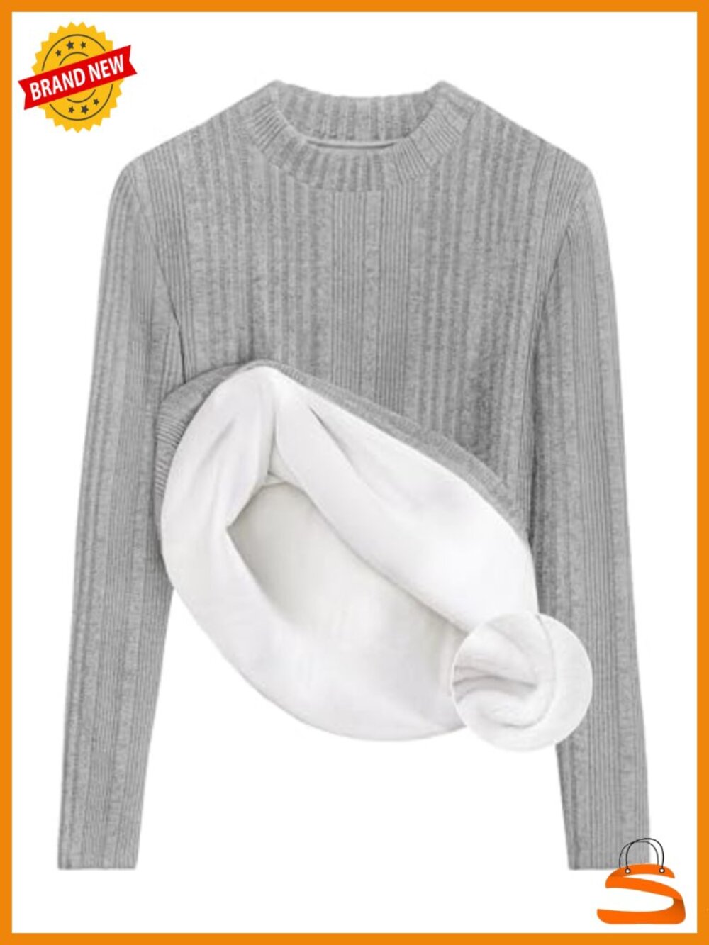 Fleece Sherpa Lined Mock Neck Pullover Sweater Slim Fit Knit Top